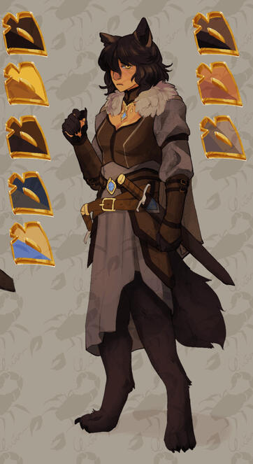 A dnd cat like fae character standing idle