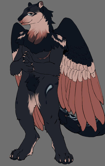 Furry hybrid character standing with hands clasped Furry hybrid character standing with hands clasped